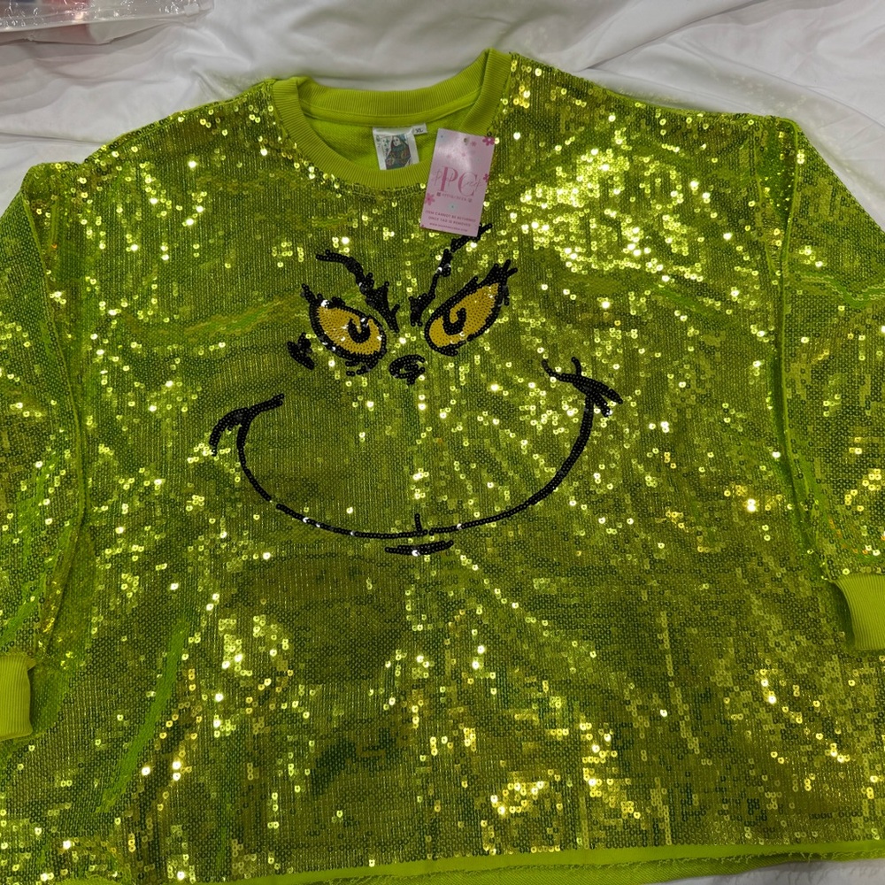 QUEEN OF SPARKLES~NWT~ GRINCH 💚 Green Sequin SHOW STOPPER